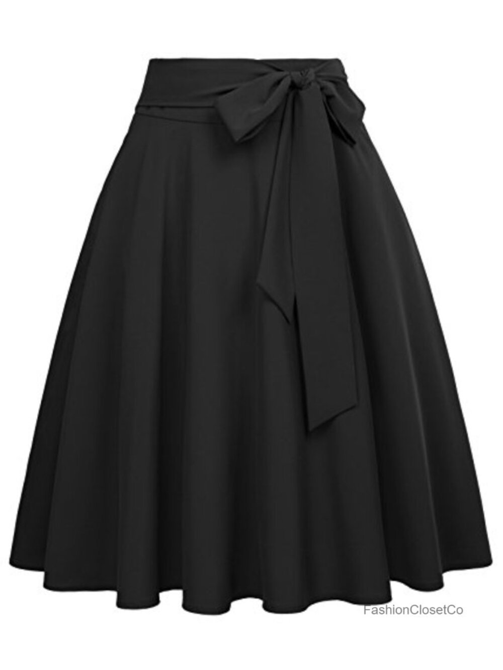 High Waisted A-Line Midi Skirt with Pockets Pleated Skater Office Casual